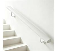 Main courante d'escalier ovale plate minimaliste, barre d'appui murale | Garde-corps métallique blanc antidérapant, sécurité seniors enfants, intérieur et extérieur(420cm)