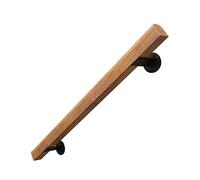 Main courante d'escalier universelle intérieure extérieure, mains courantes d'escalier en bois antidérapantes, kit complet, avec 2 supports fixes en fer, contre le mur,50cm,50cm