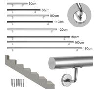 Main courante en acier inoxydable - Cecaylie - Rampe d'escalier - Usage intérieur et extérieur - 50 cm - Diamètre 42 mm