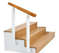 Main courante en bois pour escaliers, marches intérieures et extérieures, parois latérales, support de rampe d'escalier, kit de poteaux en fer forgé blanc pour 2 ou 3 marches(Height 85cm,80cm/32inch)