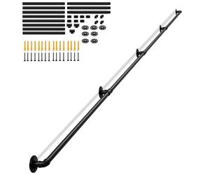 Main courante en fer, 420 cm, rampe d'escalier, main courante murale | Kit de support de main courante d'escalier en métal forgé inoxydable pour enfants âgés - Noir