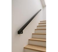 Main Courante en Fer Noir Mat - Modèle Italia, Section Carrée 40x40 mm, avec Supports et Chevilles, Longueur 50 à 400 cm (Nero Opaco, 270 cm)