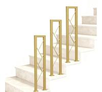 Main courante en forme de U - Fer forgé doré | Main courante pour rampe d'escalier intérieure, marches extérieures, loft, villa, couloir | Garde-corps de rampe à montage au sol(Gold,50cm)
