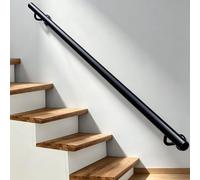 Main courante métal noir pour escaliers intérieurs extérieurs, rampe escalier murale antidérapante tube rond pour support sécurité couloir maison, grenier(330cm)