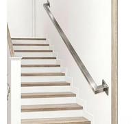 Main courante moderne, rampes d'escalier à tuyau carré argenté, aide à l'équilibre, antidérapantes pour barre d'appui de toilettes commerciales, barre de repose-pieds(150cm)