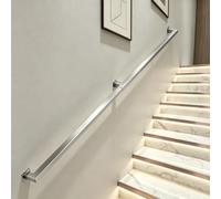 Main courante murale en acier inoxydable pour escaliers, rampe d'escalier en tube carré moderne, rampe de sécurité à finition brossée, barre d'appui de support de marche intérieure(4m)
