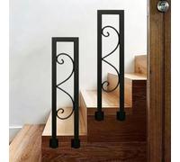 Main courante murale - Main courante noire en forme de U pour marches intérieures et extérieures, tige de support de couloir de loft en tube carré(50cm)