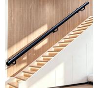 Main Courante Noire Pour Escaliers 1, 2, 3, 4, 5, 6 Mètres, Rampe Escalier Ronde, Barre D'appui Sécurité Pour Extérieur Et Intérieur, Tige Support Balustrade Murale(540cm)