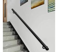 Main courante pour escaliers intérieurs 1 m 2 m 3 m 4 m 5 m 6 m Rampe murale avec supports métalliques, Kit de rail de rampe d'escalier antidérapante pour mezzanine, porche ou terrasse(90cm)