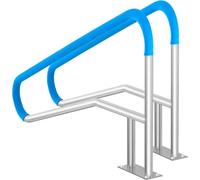 Main courante pour piscine, 2 pièces, 55 x 32 pouces, en acier inoxydable avec plaque de base pour spas