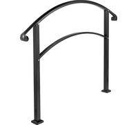 Main courante SucceBuy pour escalier extérieur, adaptée aux rampes d'escalier extérieur de 1 ou 5 marches, main courante noire en fer forgé, main courante flexible pour véranda