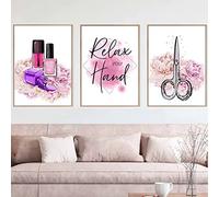 Main Vernis À Ongles Fleur Ciseaux Mur Art Toile Peinture 3 Pièces Nordique Affiches Et Gravures Mur Photos Pour Salon Décor 35Cmx50Cm Sans Cadre