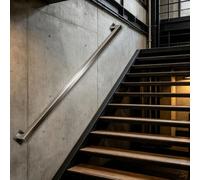 Mains courantes de 30cm - 600cm pour marches intérieures et extérieures，rampe d'escalier en acier inoxydable en métal，rampe murale tige de support de sécurité pour garage，sous-sol(600cm)