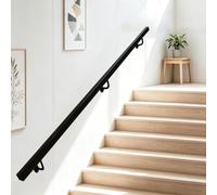 Mains courantes de rampe d'escalier moderne｜1m 120cm 1.5m 2m 240cm 2.5m 3m | Main courante d'escalier en fer métallique noir pour marches intérieures et extérieures，barre d'appui murale(600cm)