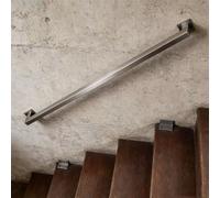 Mains courantes en acier inoxydable pour escaliers intérieurs et extérieurs | Rampe d'escalier avec supports muraux, longueur 100 cm, 200 cm, 300 cm, 400 cm, 500 cm, 600 cm(1m)