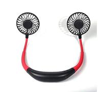 Mains Libres, Double Ventilateurs avec 3 Vitesses et lumières LED - Lampe d'aromathérapie LED, Ventilateur de Cou Suspendu, Ventilateur Rechargeable USB, Mini Ventilateur Paresseux Portable, Rose