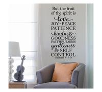 mais Le Fruit of The Spirit est Amour, Joie, Paix, Patience, Bonté, Bonté, Faithfulness. Galates 5 : 22-23 Vinyle Lettrage Autocollant Mural 34" H x 16" W Noir
