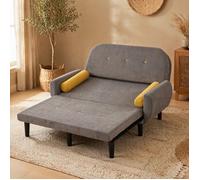 Maisentiel canapé 2 places convertible gris en velours côtelé dossier réglable rangement 133 5 x 77 x 85 cm