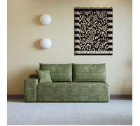 Maisentiel canapé 2 places vert en velours côtelé, accoudoir gauche, 175 x 95 x 83 cm, sans montage