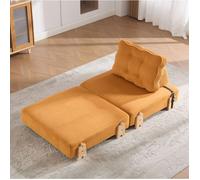 Maisentiel Fauteuil convertible 1 place en lit, corduroy orange, style scandinave, 90 x 86 x 84 cm