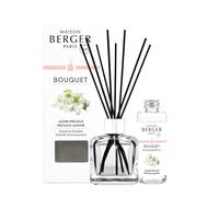 MAISON BERGER - Bouquet Parfumé - Diffuseur Parfum Maison - Jasmin Précieux - Modèle Glaçon Transparent - 6 Bâtonnets Noirs - 21 cm - Recharge 100 ml - Diffusion 4 à 6 Semaines - Fabriqué en France