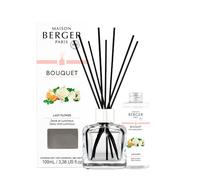 MAISON BERGER Bouquet Parfumé Lady Flower Glaçon Transparent, 100 ml | Coffret complet : flacon en verre transparent, 6 bâtonnets et recharge Lady Flower 100 ml