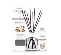 MAISON BERGER Bouquet Parfumé Poussière d'Ambre Glaçon Transparent, 100 ml | Coffret complet : flacon en verre transparent, 6 bâtonnets et recharge Poussière d'Ambre 100 ml