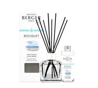 MAISON BERGER Bouquet Parfumé Vent d'Océan Glaçon Transparent, 100 ml | Coffret complet : flacon en verre transparent, 6 bâtonnets et recharge Vent d'Océan 100 ml