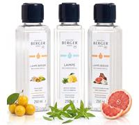 MAISON BERGER - Coffret 3 Recharges Lampe Berger Estivale, 3 x 250 ML, Trio de Parfums d'Été Soleil Fruité, Douceur de Pamplemousse, Zeste de Verveine, pour Lampe Catalytique