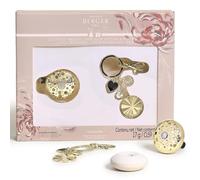 MAISON BERGER - Coffret Diffuseur Voiture Ophelia Or avec Porte-clés et Recharge Céramique Liliflora - Diffuseur de Parfum à Clipser sur Aérateur - Diffusion Passive Environ 4 Semaines