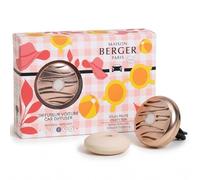 MAISON BERGER Coffret Diffuseur Voiture Soleil Fruité, Pince Blissful Cuivre Rose Rechargeable + Recharge Céramique, Diffusion Passive ~4 Semaines, Senteur Fruitée Florale