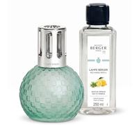 MAISON BERGER - Coffret Lampe Berger Disco Menthe Givrée - Lampe à Parfum Catalytique Décorative + Recharge Zeste de Verveine 250 ml Incluse - Purifie et Parfume l'Intérieur - 9 × 9 × 12,6 cm