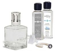 MAISON BERGER Coffret Lampe Berger Essentielle Carrée, 2 Recharges 250 ML | Coffret lampe à catalyse Essentielle Carrée avec 2 recharges 250 ml incluses : Air Pur et Vent d’Océan