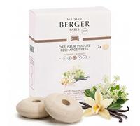 Maison Berger - Recharges Diffuseur Voiture Angélique Noire - Lot de 2 Recharges Céramiques Diffuseur Voiture, Diffusion Passive 4 à 6 Semaines, Fabriqué en France