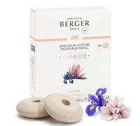 MAISON BERGER - Recharge Diffuseur Voiture Liliflora, Lot de 2 Recharges Céramique, Diffusion Passive 4 à 6 Semaines, Notes Florales Ambrées, Fabriqué en France