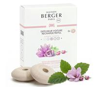 MAISON BERGER - Recharge Diffuseur Voiture sous Les Magnolias, Lot de 2 Recharges Céramique, Diffusion Passive 4 à 6 Semaines, Notes Rose-Jasmin, Fabriqué en France