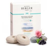 MAISON BERGER - Recharge Diffuseur Voiture Vent d’Océan, Lot de 2 Recharges Céramique, Diffusion Passive 4 à 6 Semaines, Notes Marines Florales, Fabriqué en France