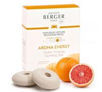 Maison Berger - Recharges Diffuseur Voiture Aroma Energy - Lot de 2 Recharges Céramiques Diffuseur Voiture, Diffusion Passive 4 à 6 Semaines, Fabriqué en France