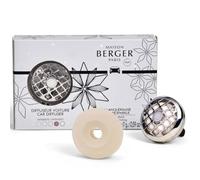Maison Berger Set Diffuseur Voiture - Clip d'aération rechargeable - Recharge céramique - Fabriqué en France - Parfum Auto Luxe - Diffusion 4 semaines - Désodorisant élégant pour toutes les grilles