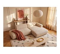 Maison Céphy Canapé d'angle droit modulable POGNI en tissu beige 5 places 238x163 cm