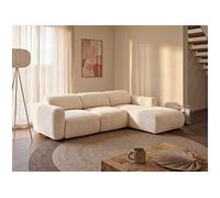 Maison Céphy Canapé d'angle droit modulable POGNI en tissu beige 5 places 286x163 cm