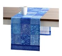 Maison d' Hermine Chemin de Table 100% Coton Simple Couche, 150 cm de Long, pour la Maison, la Cuisine, Les Repas, Les fêtes, Les Mariages, Printemps Été (Indigo Love, 50 cm x 150 cm)
