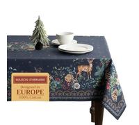 Maison d' Hermine Christmas Joy Nappe 100% Coton pour Cuisine dîner Table décoration de fête Mariage, fête mères Thanksgiving/Noël (Rectangle, 140cm x 180cm)