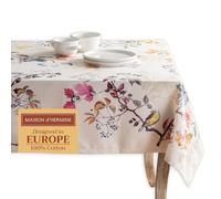 Maison d' Hermine Equinoxe - Beige Nappe 100% Coton pour Table Rectangle de Cuisine, Salle à Manger - pour fêtes, Mariage, fête mères, Thanksgiving, Noël (Rectangle, 140cm x 180cm)
