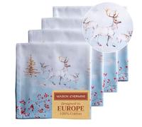 Maison d' Hermine Fairytale Forest Lot de 4 Serviettes de Noël Cosy 100% Coton Doux & Cosy Idéal pour Dîner de Famille Mariage Cocktail Cuisine Thanksgiving/Noël (45cm x 45cm)