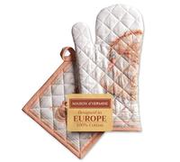 Maison d' Hermine Giving Thanks Lot de 100% Coton Comprenant 1 Gant de Cuisine (19cm x 33cm) et 1 manique (20cm x 20cm) pour Barbecue, Cuisson, grillade, Micro-Ondes, Automne/Hiver