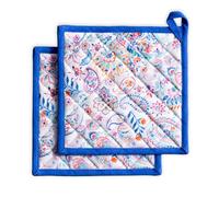 Maison d' Hermine Lot de 2 maniques 100% Coton résistant à la Chaleur, 20 cm x 20 cm, avec Une poignée, pour Manipuler Les Plats Chauds et Cuisiner au Printemps-été (Indian Floral)