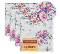 Maison d' Hermine Lot de 4 Serviettes de Table 100% Coton, carrées, réutilisables et lavables, pour Un Usage Quotidien, dîner, Mariage Printemps Été (Rose Garden, 45 cm x 45 cm)