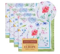 Maison d' Hermine Lot de 4 Serviettes de Table 100% Coton, carrées, réutilisables et lavables, pour Un Usage Quotidien, dîner, Mariage Printemps Été (Just Floral, 45 cm x 45 cm)
