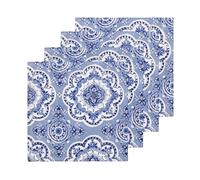 Maison d' Hermine Lot de 4 Serviettes de Table 100% Coton, carrées, réutilisables et lavables, pour Un Usage Quotidien, dîner, Mariage Printemps Été (Melodie Bleue, 45 cm x 45 cm)